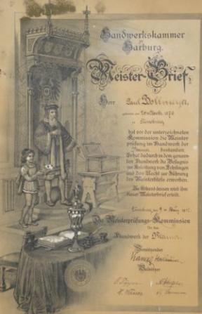 Meisterbrief von Paul Bollmeyer 1912